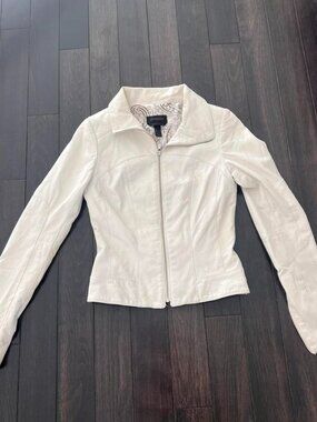 Danier White Italian leather jacket with paisley lining